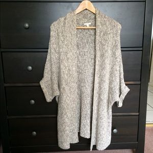 Long White & Gray Knit Cardigan